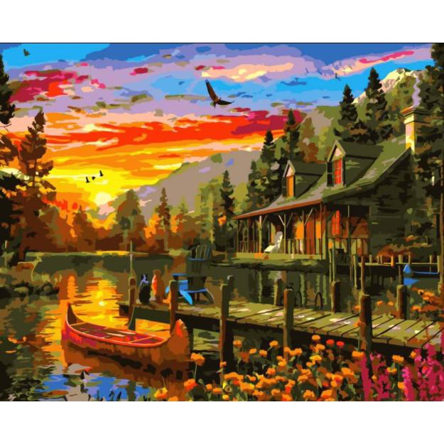 

Kanvas | Diy Painting Paint By Numbers Canvas Lukis Village Sunset 40*50