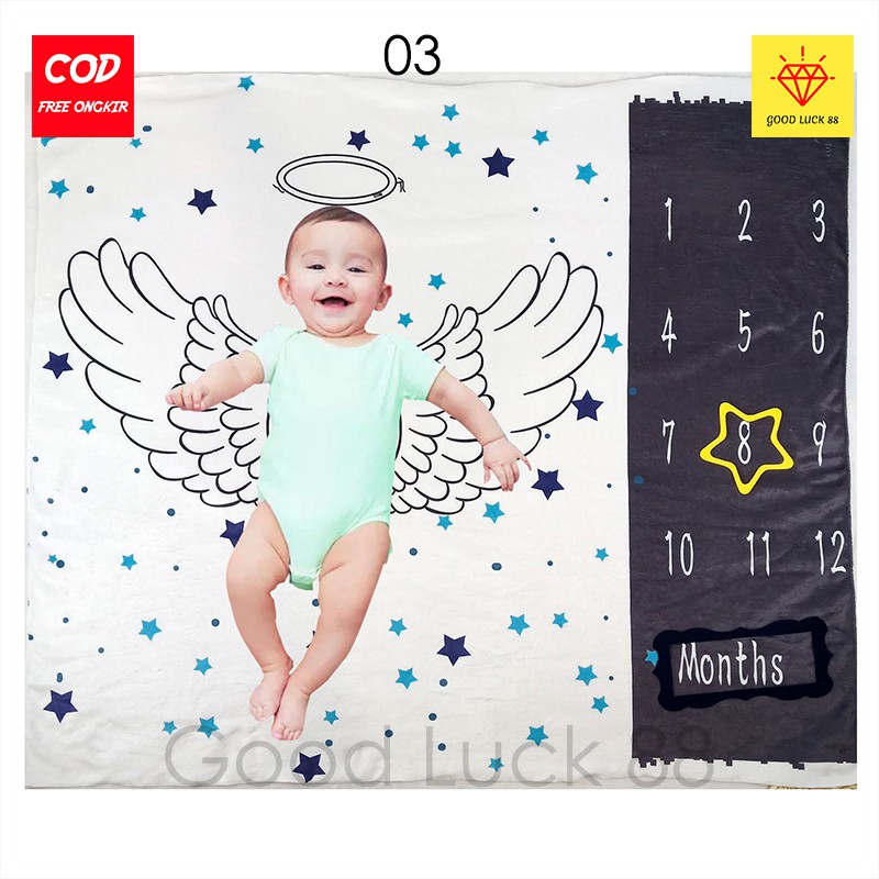 Selimut Bayi Kalender Bulanan Untuk Backdrop Foto Dokumentasi Size Jumbo 1m X 1,4m