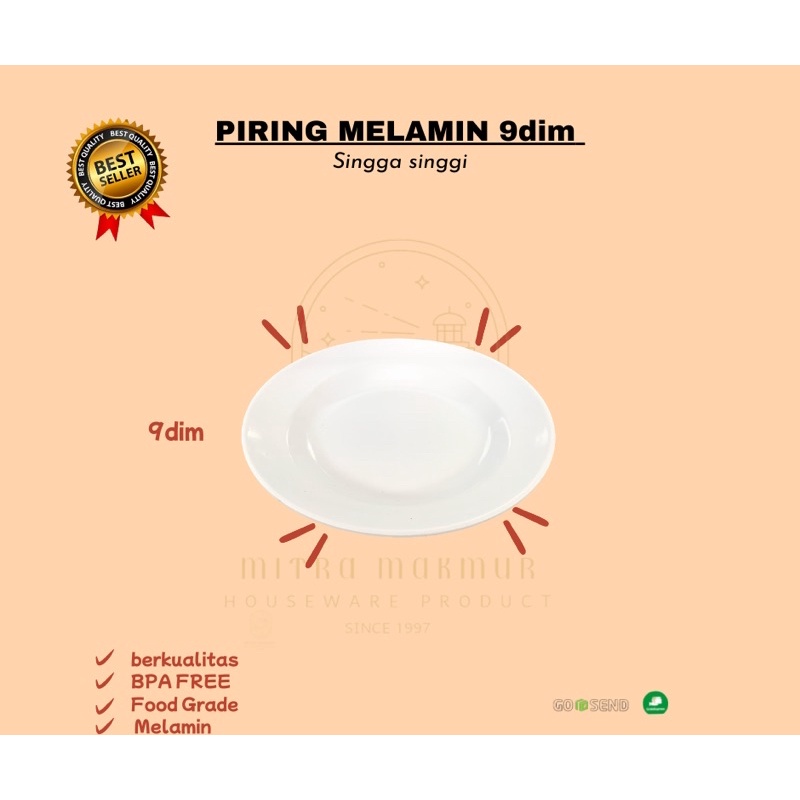 NEW!! PIRING MAKAN MELAMIN 9 dim SINGGA SINGGI @ 1Pc