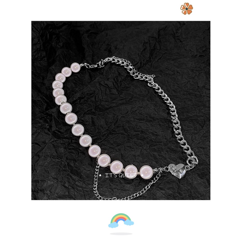 Wu Xin Memakai cincin mutiara baroque bentuk hati dengan kalung berlian wanita cahaya mewah minorita