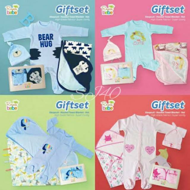 PAKET KADO, PAKET SET ,JUMPSUIT , BAJU KODOK SET ROYALE BEBE GIFT SET