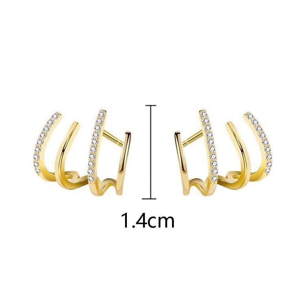 Lily Stud Earrings Simple Four-row S925 Needle Berlian Imitasi Berbentuk U