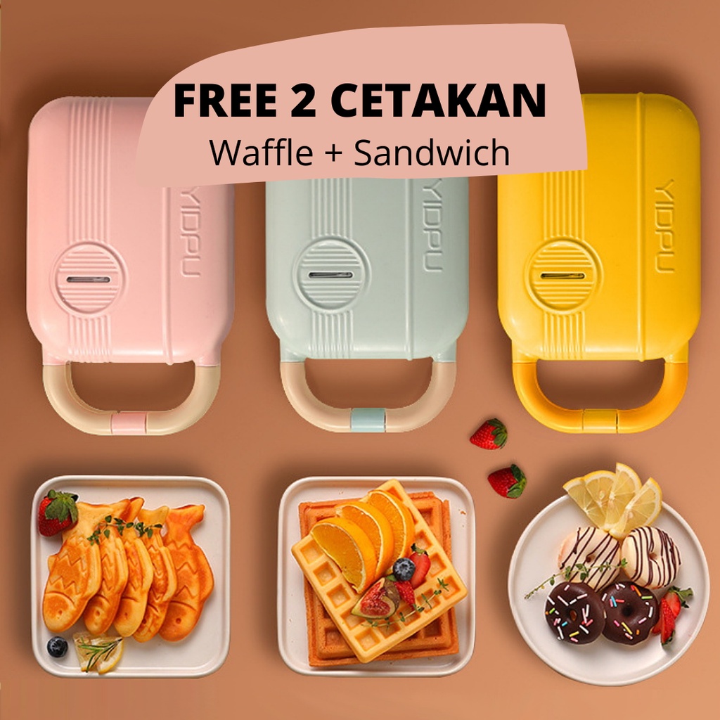 KOCHEN Waffle Maker Elektrik Sandwich 5in1 Toaster Panggang Multifungsi Roti Bakar Mini YIDPU Breakfast Machine Croffle Anti Lengket Non Sticky