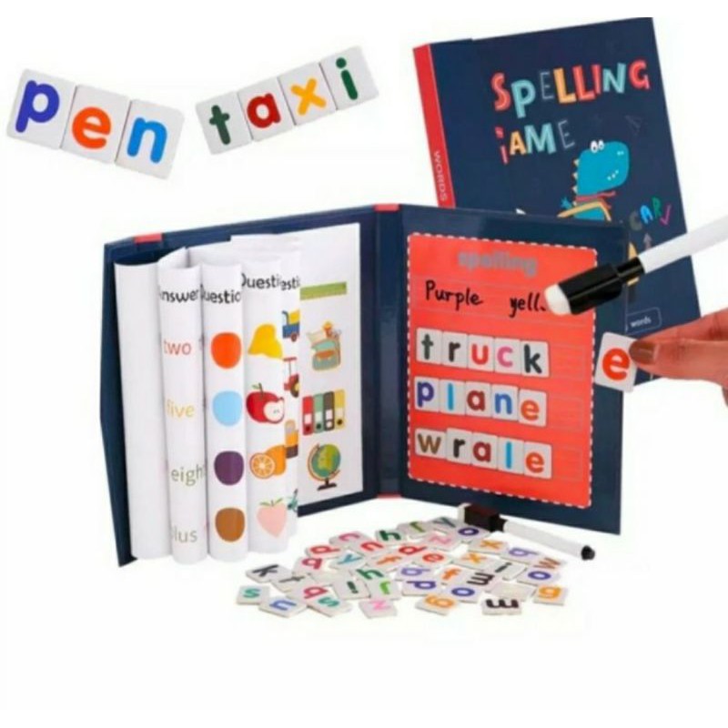 Buku Belajar Anak Membaca Spelling Book Magnet Pen Kado Ultah Balita Baby Kids Book