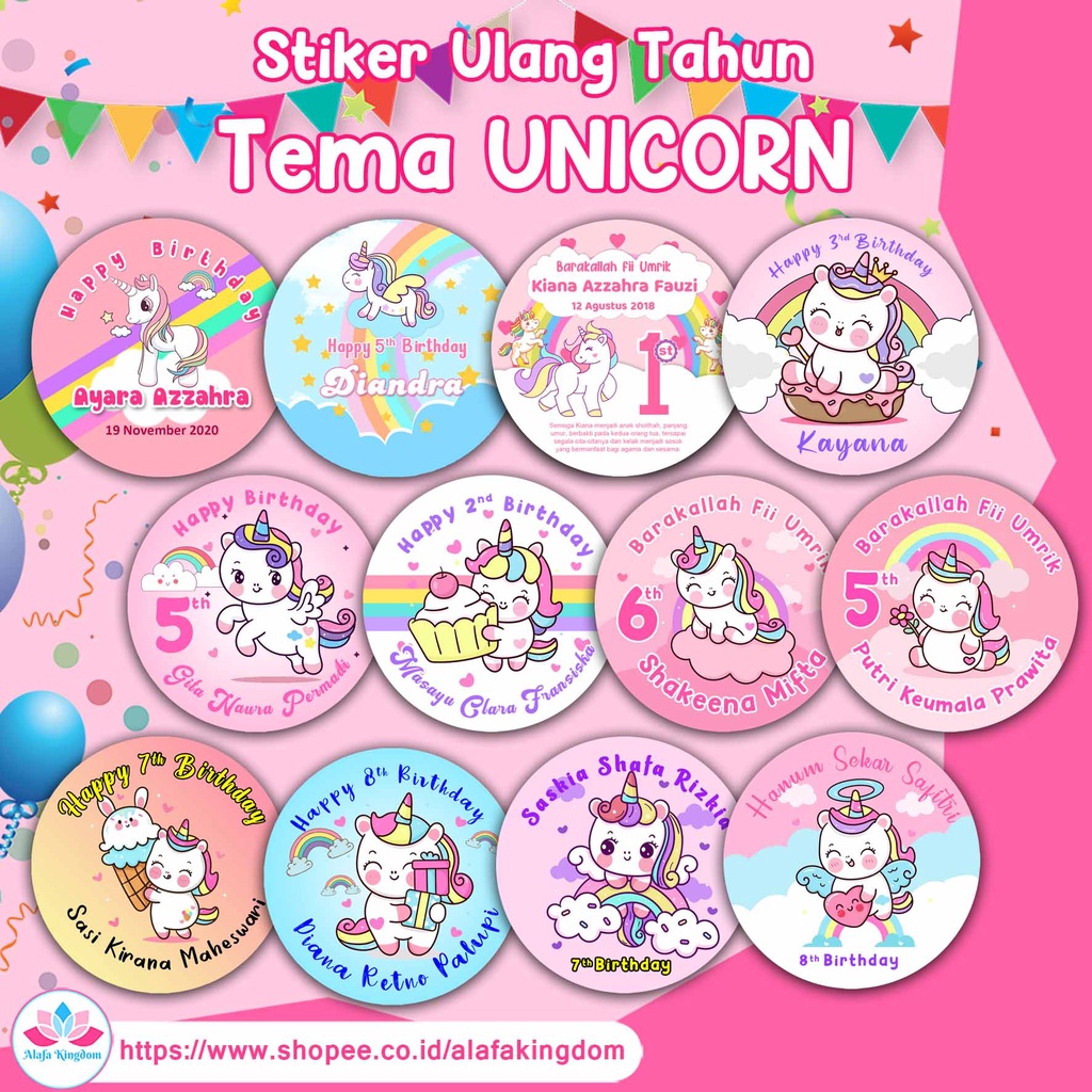 

[alafakingdom] Stiker Ulang Tahun Birthday Unicorn | Unicorn Birthday Sticker