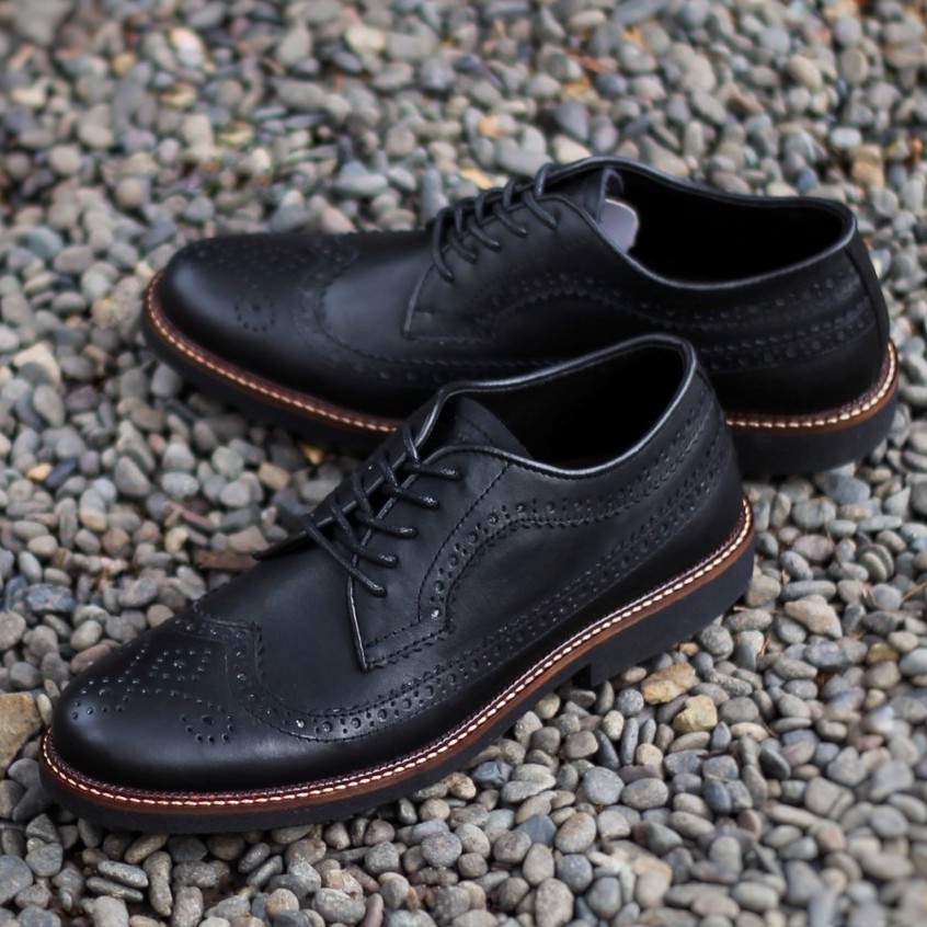 BRITISH BLACK (KULIT ASLI) |MNM x Kenzio| Sepatu Pantofel Pria Formal / Kantor ORI