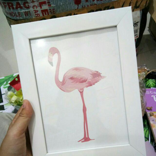 Wp Project Walldecor Hiasan Pajangan Frame Shabby Chic Flamingo Dan Kaktus Pink