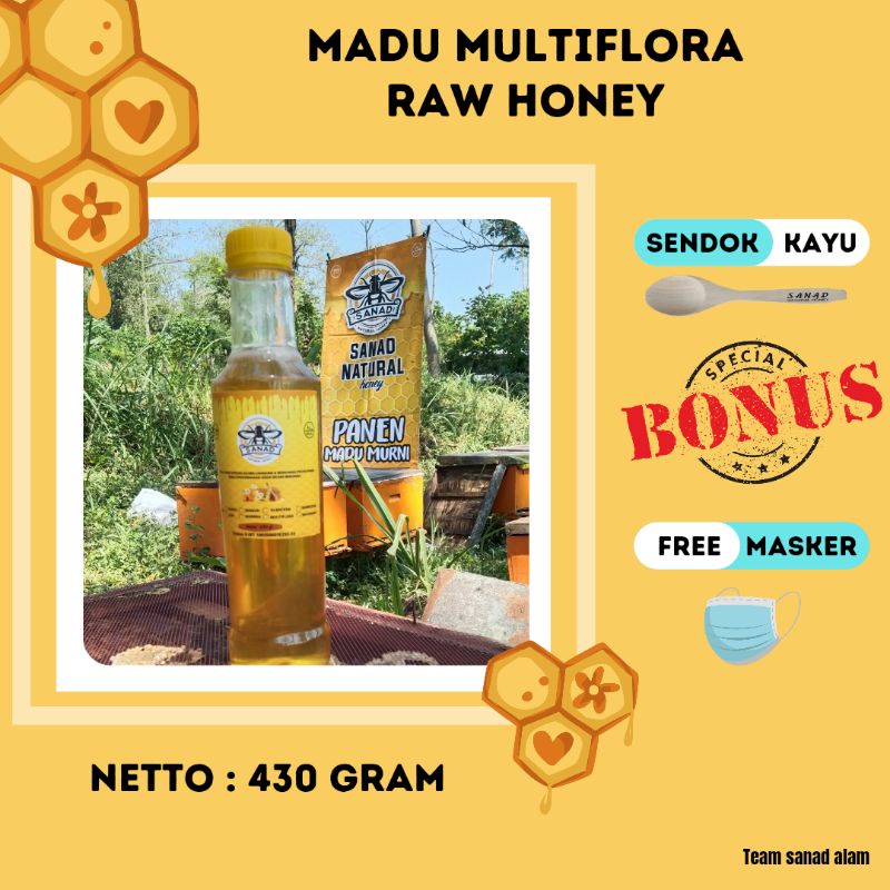 

Madu Asli Murni Multiflora 430Gram ll Raw Honey Madu Sanad Alam Madu Hutan Liar Honey