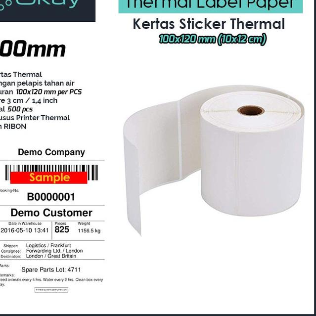 

➻ KERTAS THERMAL LABEL 100X120 mm STICKER LABEL Isi 500 pcs ☝