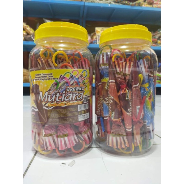 

cokelat payung brownly mutiara jajan anak anak manis cokelat compound wafer cone