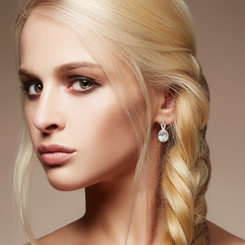 Fancyqube Anting Juntai Cubic Zirconia Aaa Warna Silver Untuk Wanita