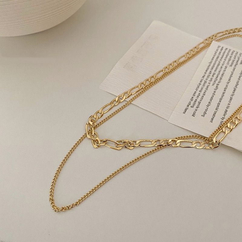 Kalung Rantai Multilayer Bahan Metal Untuk Wanita