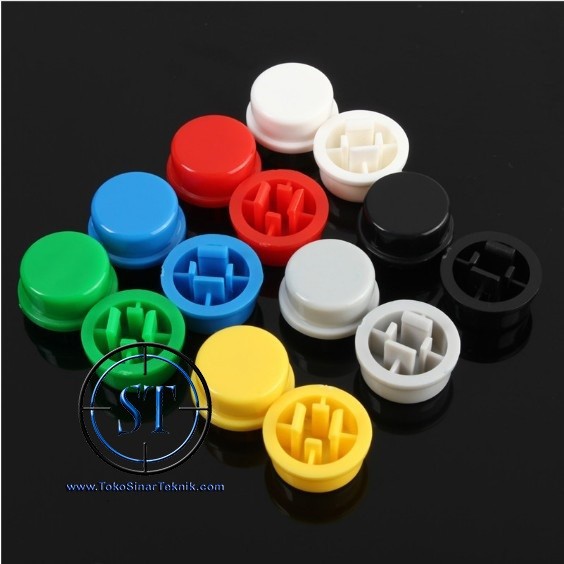 10 PCS Cap Tutup Push Button Round Knob knop Plastik Tactile Bulat Keycap Momentary Switch isi 10 buah