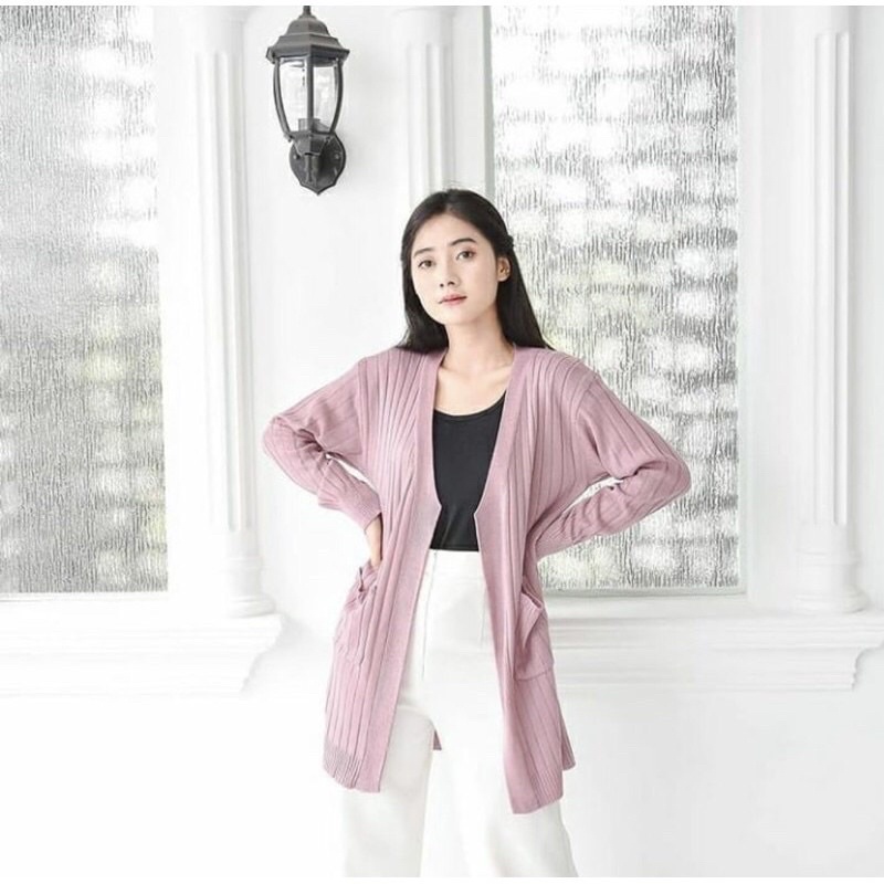 Long Cardigan Wanita Belle Rajut Non Kancing Oversize Viral Cantik