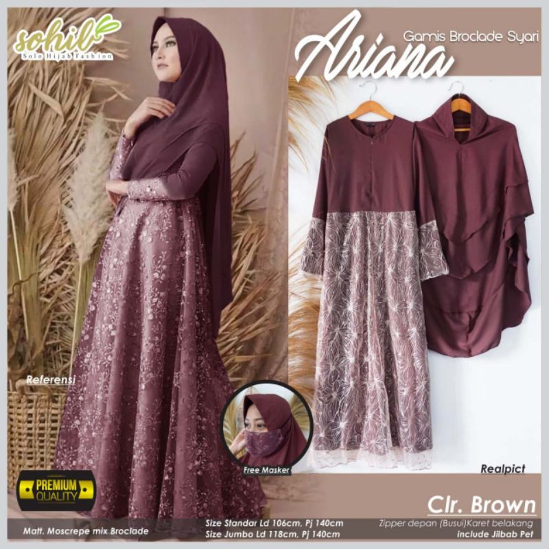 Gamis brokat syari Ariana ORI berlabel SOHIB