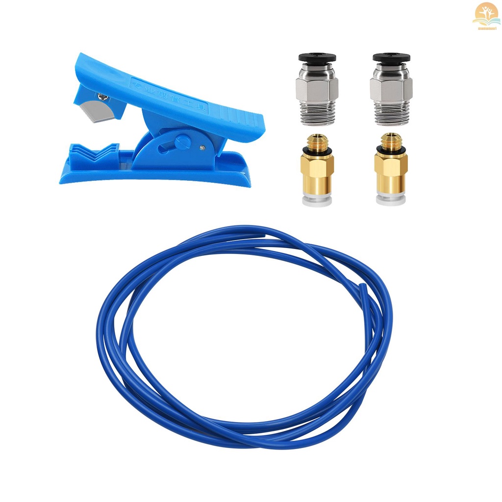 3D Printer Kit PTFE Tubing Hose Pipe 2 Meter for 1.75mm Filament with PTFE Tube Cutter 2pcs PC4-M6 Pneumatic Fittings 2pcs  PC4-M10 Pneumatic Fittings Blue