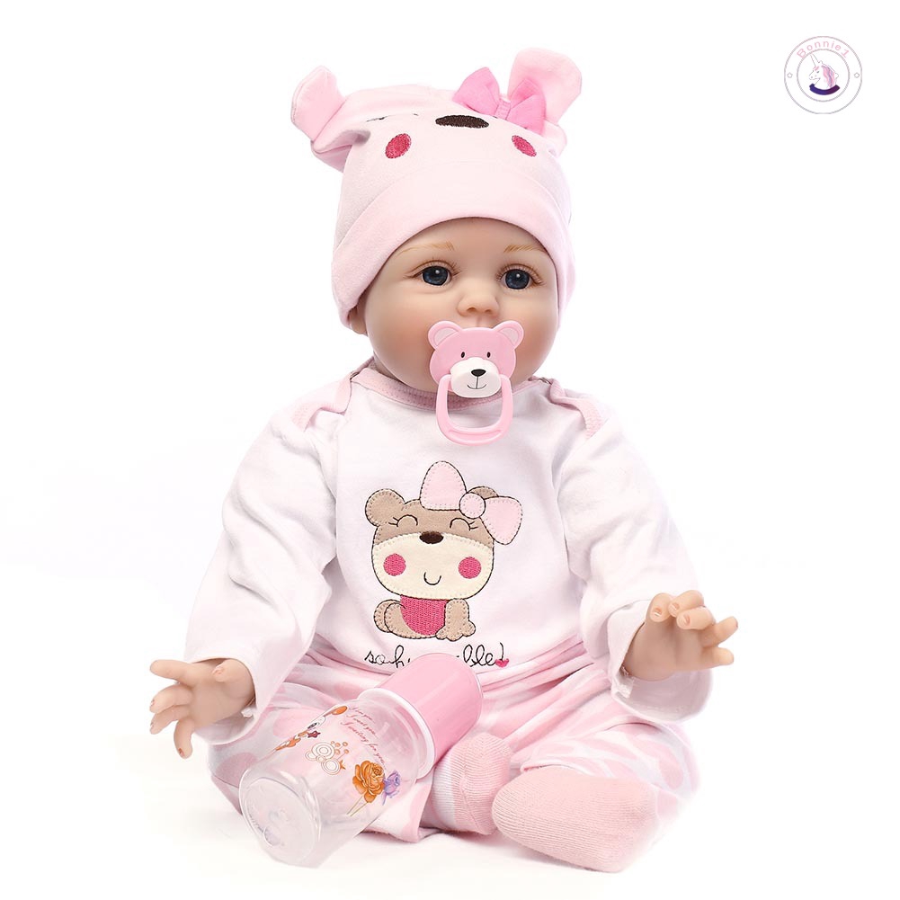 22/" Soft Silicone Vinyl Reborn Baby Doll Lifelike Newborn Girl Frog Clothes Gift