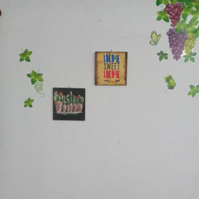 Wall Decor Home Family 20x20cm Pajangan Dinding Hiasan Dinding Poster Kayu Shabby Chic