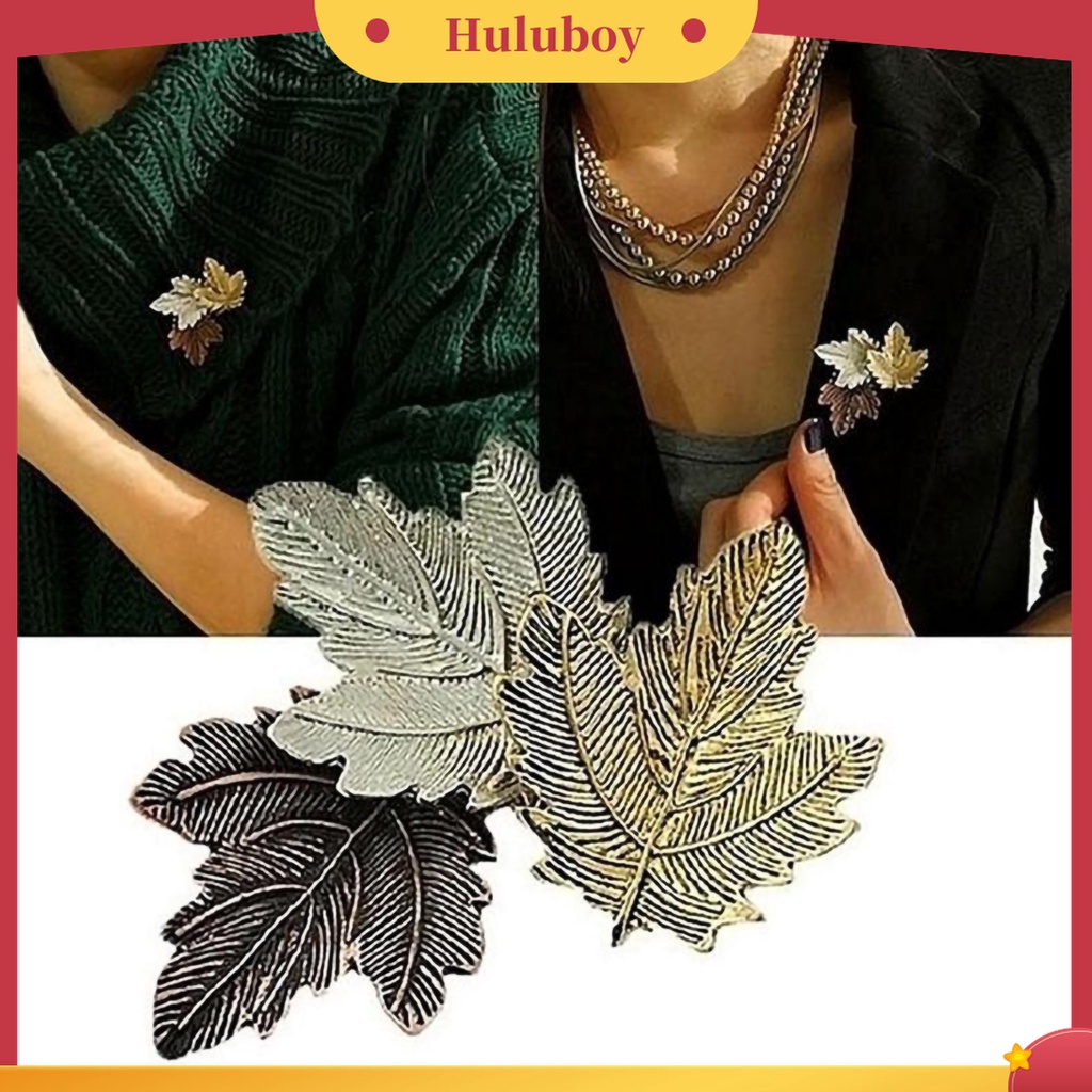 Bros Pin Bentuk Tiga Daun Bahan Alloy Gaya Vintage Untuk Dekorasi Dress Sweater Scarf Wanita