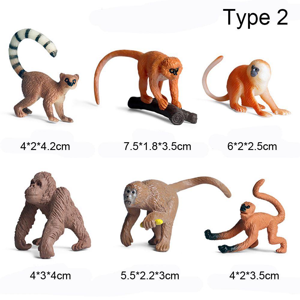 Nanas 6PCS Model Monyet Manusia Hidup Sains Alam Zoo Adegan Belajar Awal Simulasi Gibbon Anak