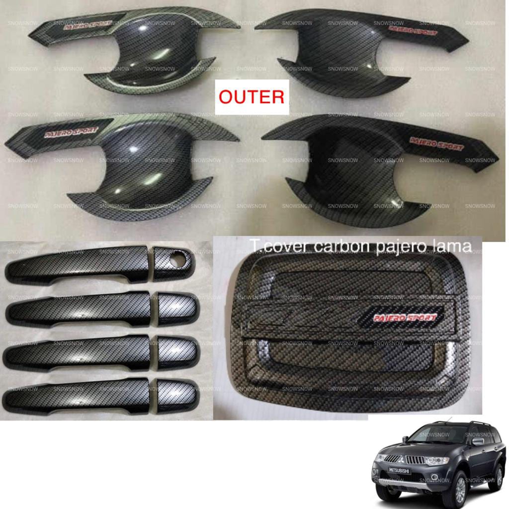 Paket Outer Handle Tank Cover Pajero Lama Old 2010 2012 2015 Carbon