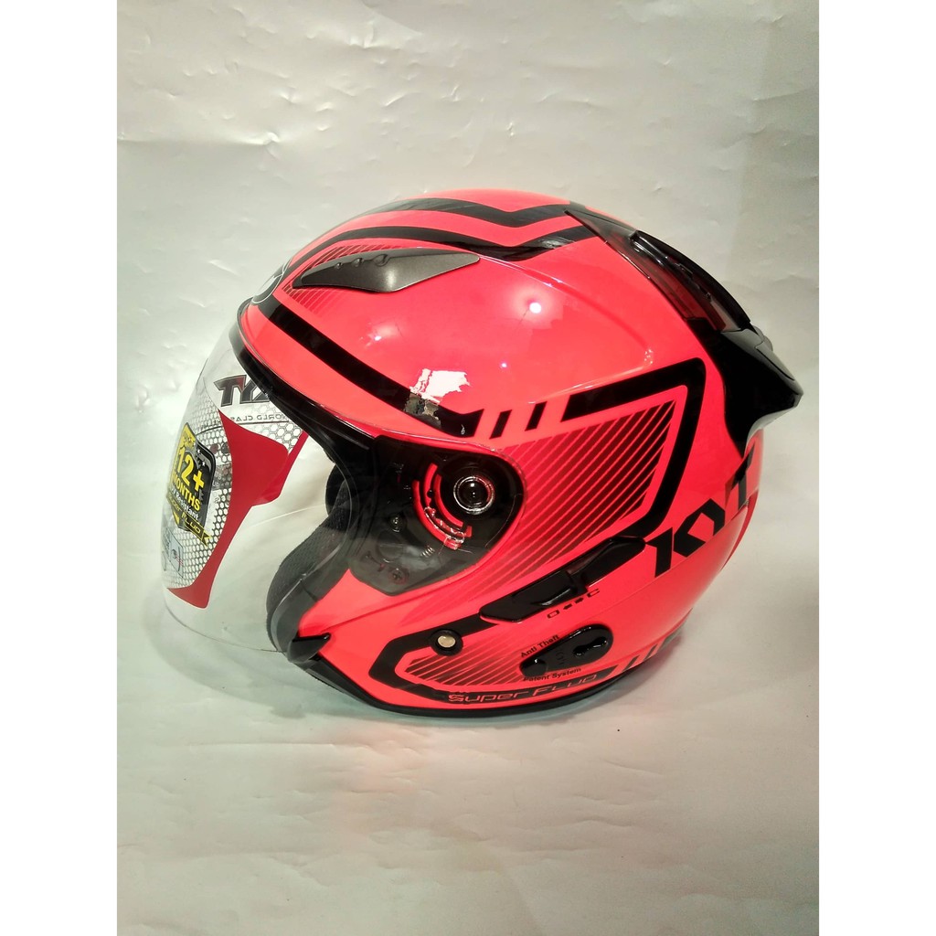 TERLARIS Helm KYT Galaxy Slide Super Fluo Edition 01 Red Fluo/Black