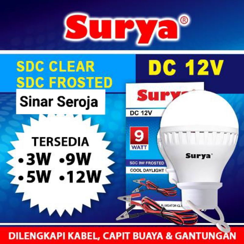 Lampu Aki 12 Volt Super Terang LED Bohlam Emergency Dc 12 volt SURYA SDC 12 w