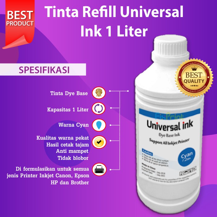 Tinta Epson 1 Liter Pengganti 001 003 Refill Printer L3110 L3210 L1110 L1210 L3150 L5190 L4150 L4160