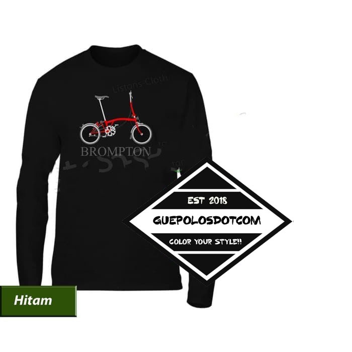 KAOS PANJANG BROMPTON SEPEDA LIPAT 03 - TSHIRT SEPEDA BROMPTON - BAJU PANJANG SEPEDA LIPAT BROMPTON