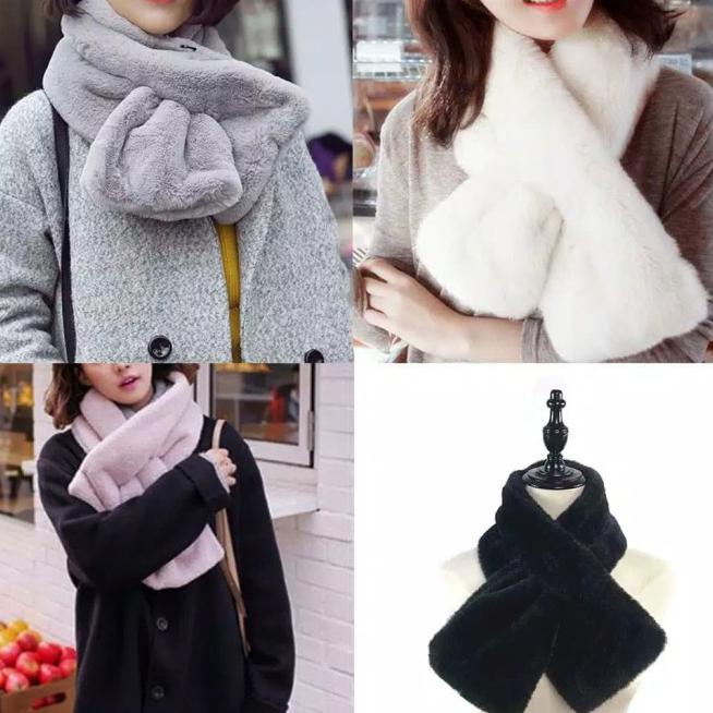 Syal Wanita Bulu Selembut Sutera Musim Dingin / Winter Scarf