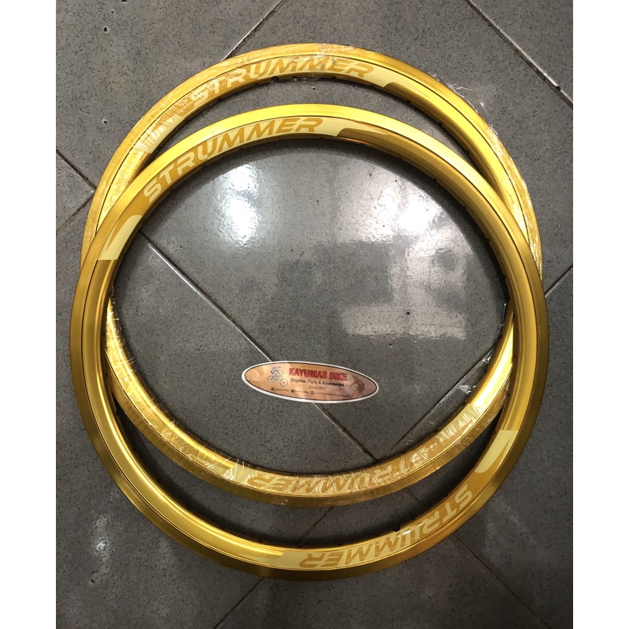RIM VELG 20 451 STRUMMER 32 HOLE DISC BRAKE GOLD RIMS SEPASANG