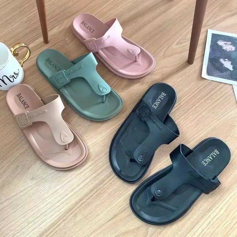 (COD) Sandal Jepit Karet Jelly Import Wanita Balance 1607-K2