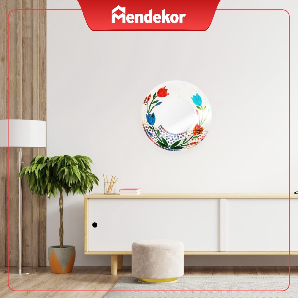40 Cm Cermin Kaca Dinding Gantung Bulat Mirror Kamar Mandi Unik Hiasan Pajangan | MENDEKOR Udong