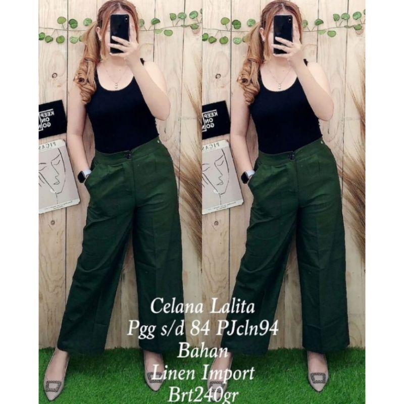 Celana Kulot Lalita Premium Linen Import Fit S-XL (Lp 74-94 cm)-3
