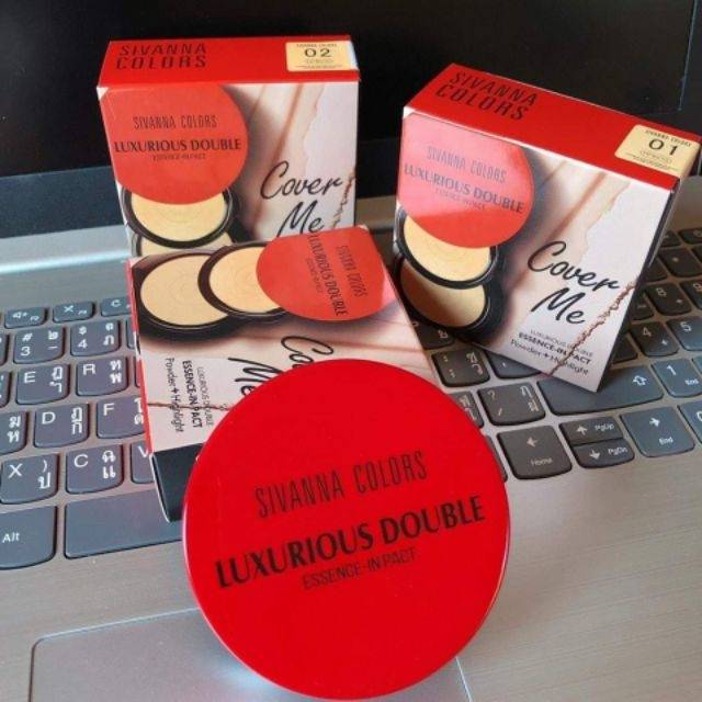 SIVANNA COLORS Cover Me Luxurious Double Essence-in Pact Powder + Highlight #HF6010 Thailand / Bedak
