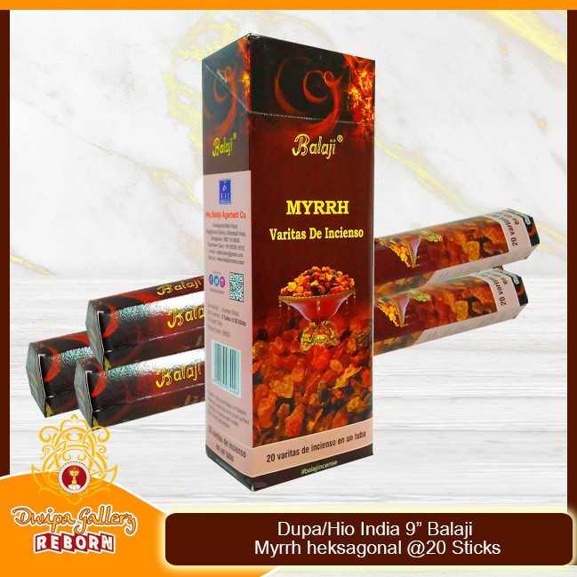 Dupa/Hio Wangi india 9&quot; Balaji Myrrh heksagonal @20 sticks (6pcs/box)