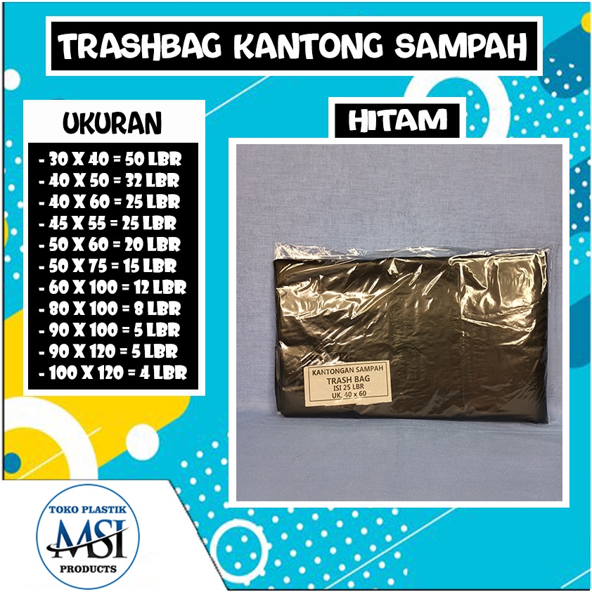 Kantong Sampah Hitam Uk. 40x60/45x55/50x75/60x100/80x100/90x100/90x120/100x120 | Warna Hitam sampah Uk.40x60/45x55/50x75/60x100/80x100/90x100/90x120/100x120 Plastik sampah Hitam - Trash Bag Hitam Murah - Trashbag Hitam Murah (Harga untuk 1 pack)