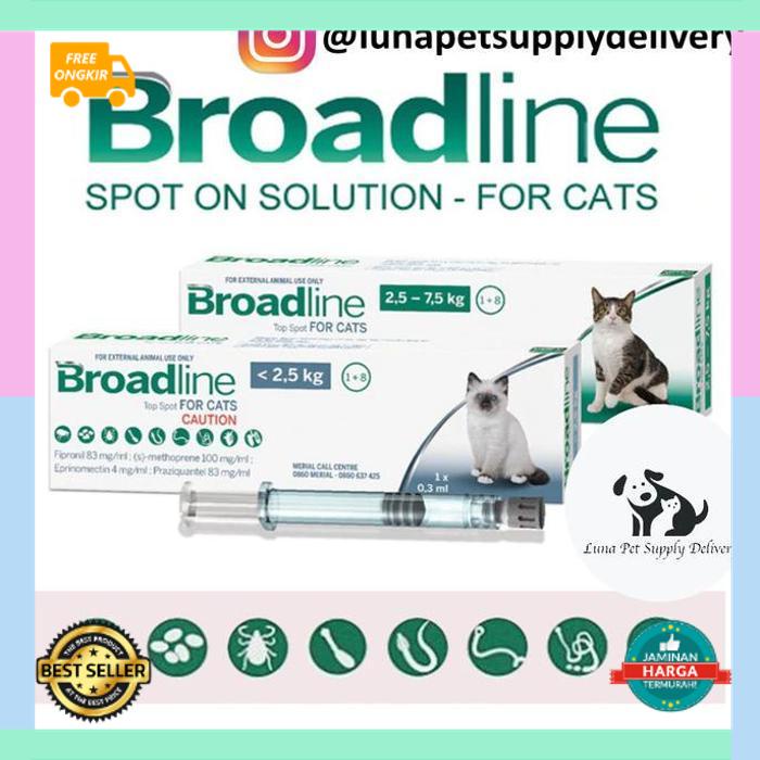 Obat Kutu, Pinjal, Scabies & Cacing Kucing Broadline S dibawah 2,5 kg Nafsu Makan, Bulu Rontok,