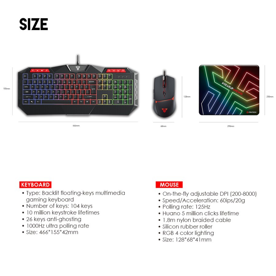 Fantech 3 in 1 P31 Combo Gaming - Keyboard - Mouse - Mousepad - Resmi