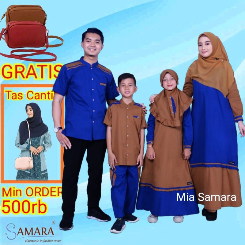 Bisa COD | H04 Columbine Blue Sarimbit Samara Couple Seragam Muslim Setelan Koko Gamis Dewasa Anak