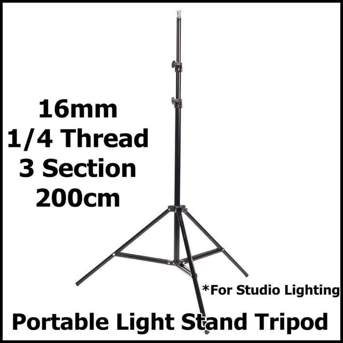 Portable Light Stand Tripod 16mm 1/4 Thread 3 Section 200cm for Studio