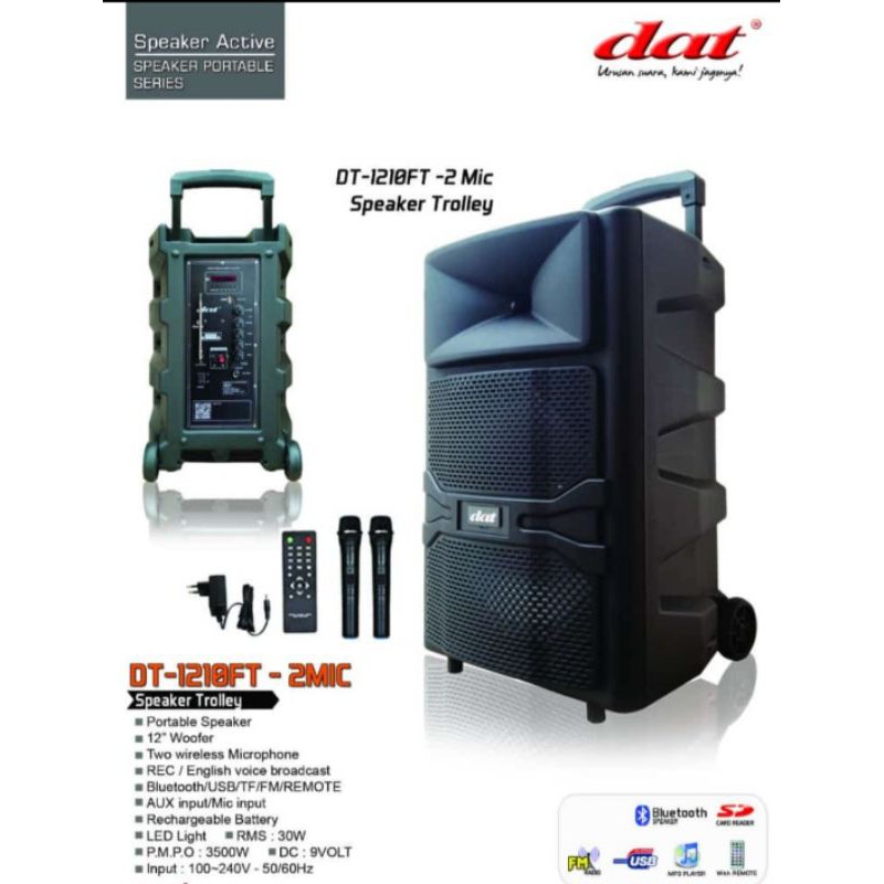 SPEAKER PORTABEL WIRELESS 12INCH DAT DT 1210FT