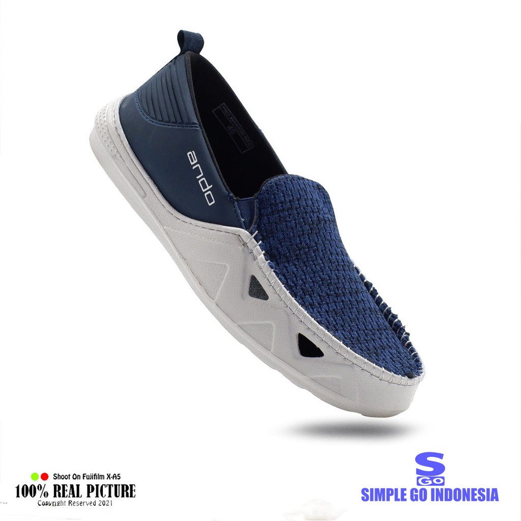 Sepatu slip on pria canvas branded original slipon cowok laki dewasa selop model casual sneakers kwalitas inport Ando Neo Pro Warior promo keren cod murah terbaru 39-43