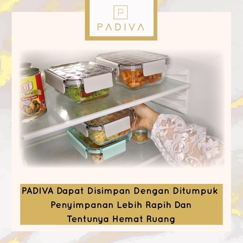 Padiva 1040ml (2pcs) Crystal Glassbox 1 &amp; Mix Compartment