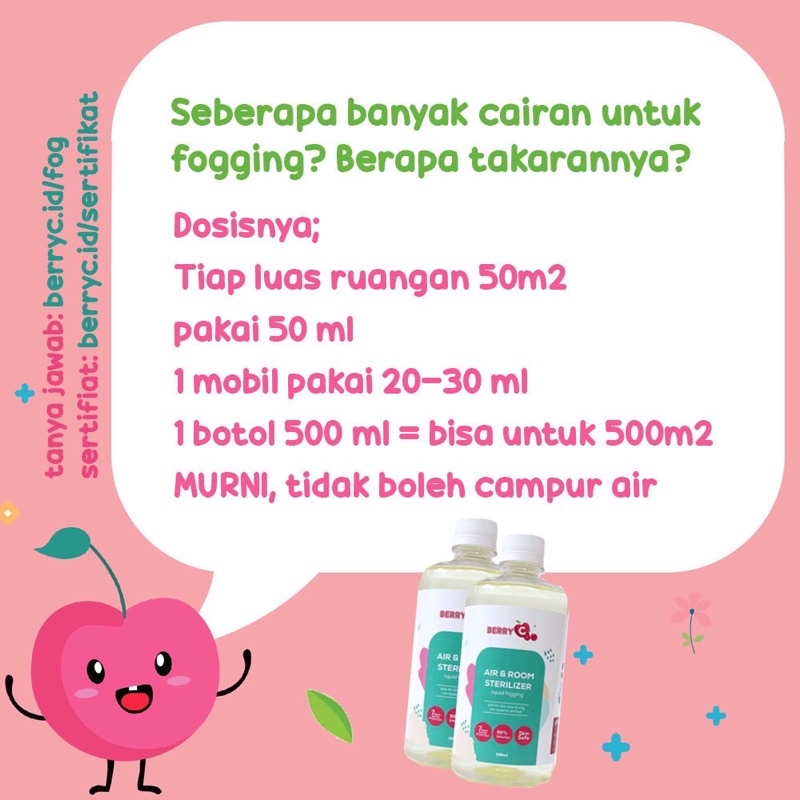 BerryC Liquid Fogging 500 ml / Air &amp; Room Sterilizer Berry C 500 ml