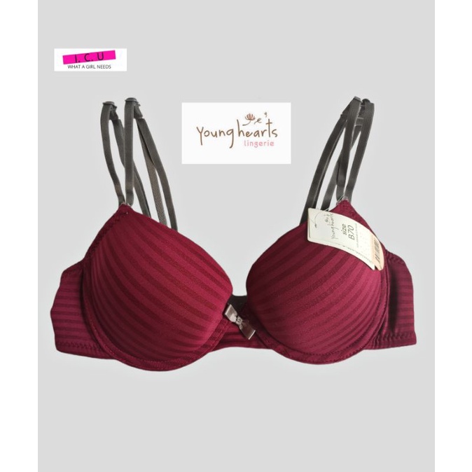 Bra Push Up Kawat Busa Sedang Cup 3/4 Pakaian Dalam Wanita Young Hearts Y23-20043B Maroon Size 32B