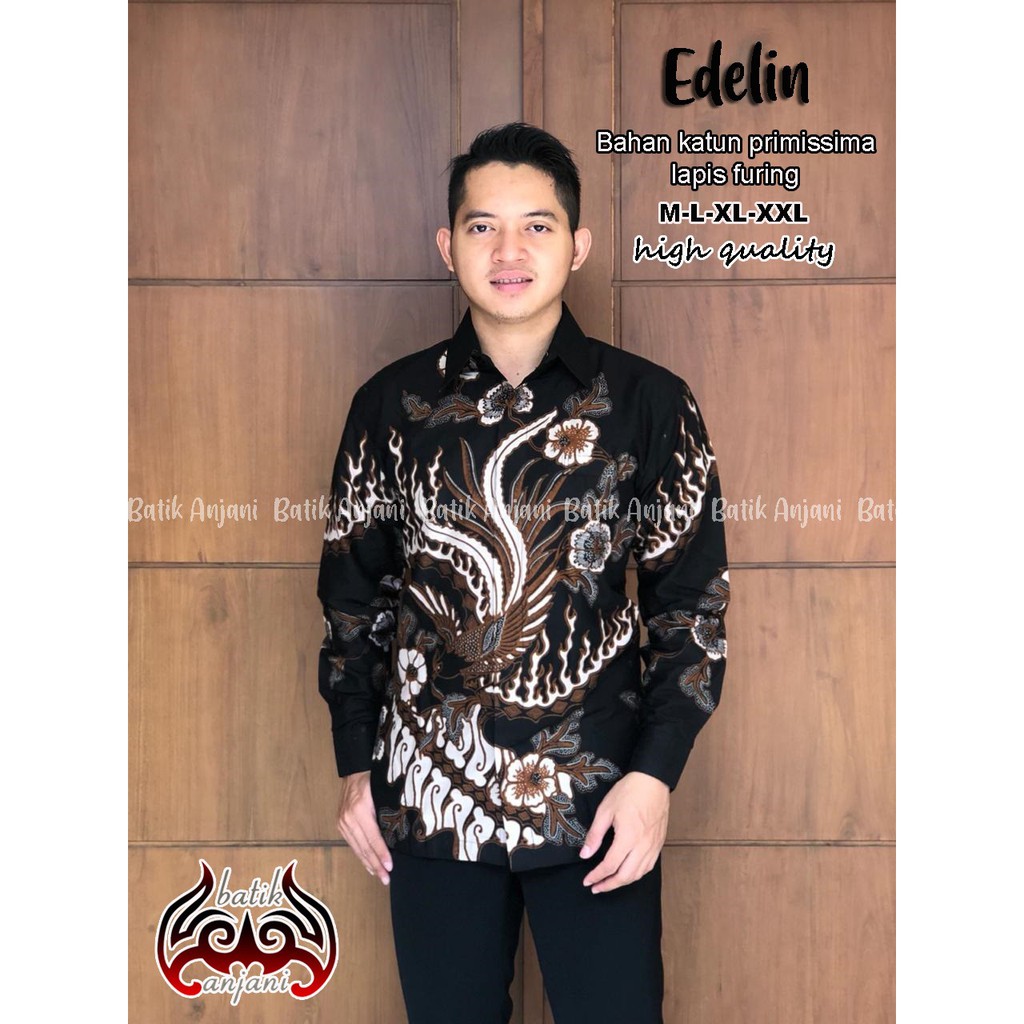 EDELIN Kemeja Batik Pria Full Furing Bahan Katun Primisima