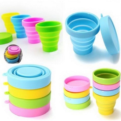 Cangkir Gelas Lipat Tarik / Gelas Silikon Lipat Silikon Anti Pe