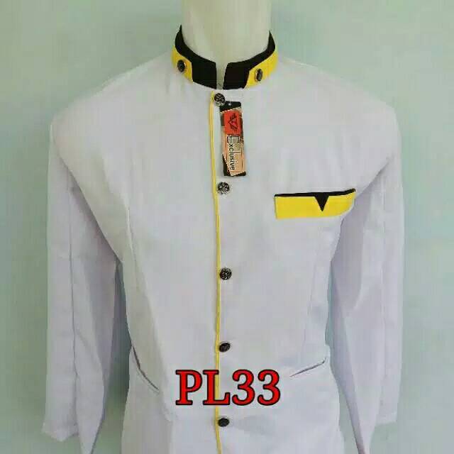 Jasko Elegan Putih Polos List Kuning