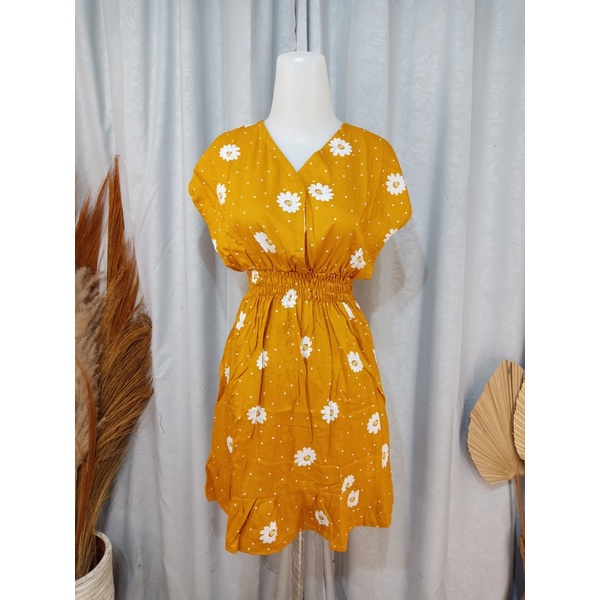 DASTER MINI MOZA RAMPEL BUSUI FRIENDLY MOTIF-Daisy Mustard